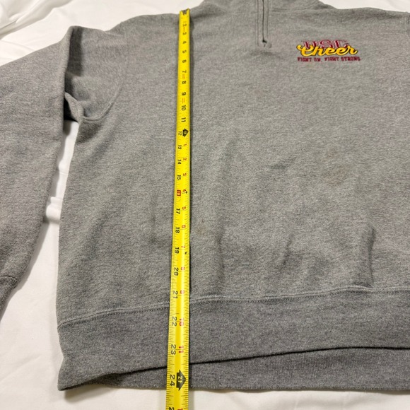 USC Trojans Quarter Zip Sweatshirt Gray Men's Pullover Fight On Stained - Picture 4 of 8